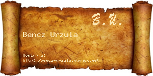 Bencz Urzula névjegykártya